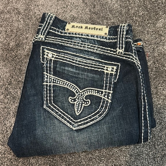 Rock Revival Dark Blue Denim with Cream Stitching - Picture 1 of 3